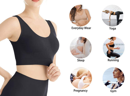 Lemef 3-Paquet soutiens-Gorge de sans Couture Sport Yoga sans Armature avec coussinets amovibles Pour Femmes, Black&white&nude, XL