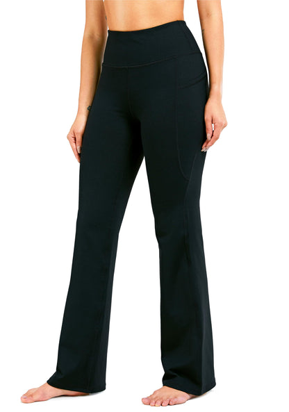 28"/30"/32"/34" Inseam Women's Bootcut Yoga Pants Long Bootleg High-Waisted Flare Pants with Pockets BlackFlare_28_Large Black