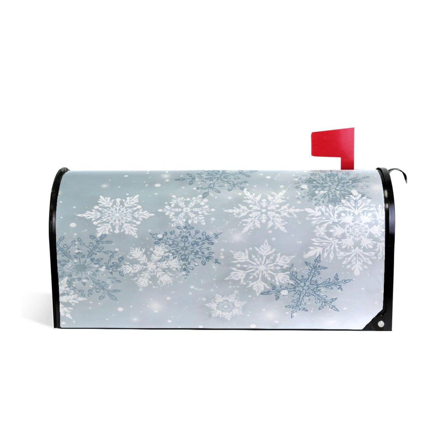 ALAZA Silver Winter Christmas Snowflake Magnetic Mailbox Cover MailWraps Garden Yard Home Decor for Outside Oversized-25.5" x20.8"