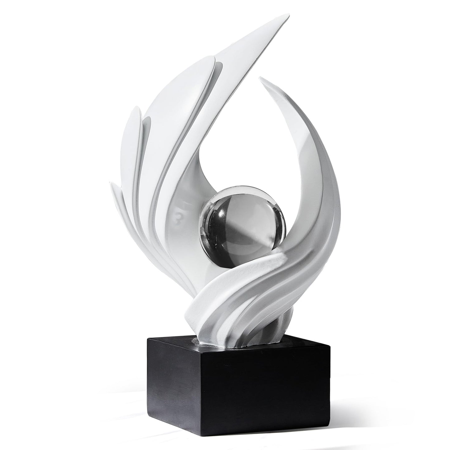 XYQXYQ Abstract Art Sculpture, Resin Gold Decorative Statue, Modern White Ornaments for Living Room, Decorativas Modernas for Coffee Table, Entryway & Office Collectibles (White)