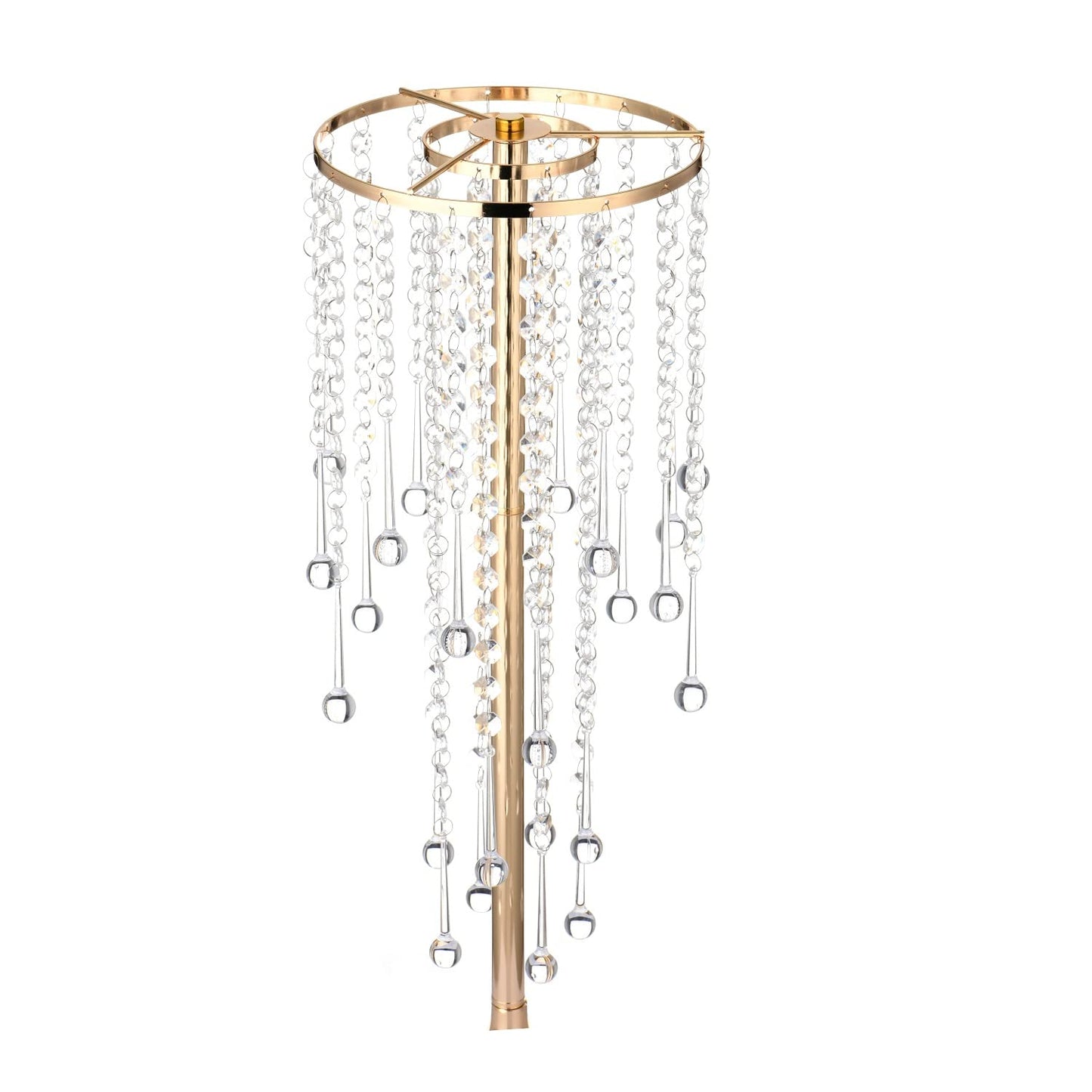21.7in Tall Gold Vases for Table Centerpieces - 2pcs of Metal Flower Stands with Sparkling Crystal Beads, Elegant Flower Vases for Anniversary Birthday Party Christmas Event Wedding Home Decor