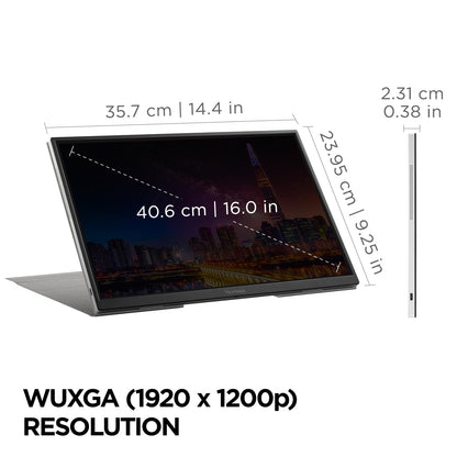 ViewSonic VG1655 15.6 Inch 1080p Portable Monitor with 2 Way Powered 60W USB C, IPS, Eye Care, Dual Speakers, Built-in Stand with Magnetic Cover