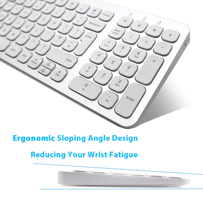 LeadsaiL Wireless Keyboard and Mouse Set, Wireless USB Mouse and Compact Computer Keyboards Combo, QWERTY UK Layout for HP/Lenovo Laptop and Mac-Silver