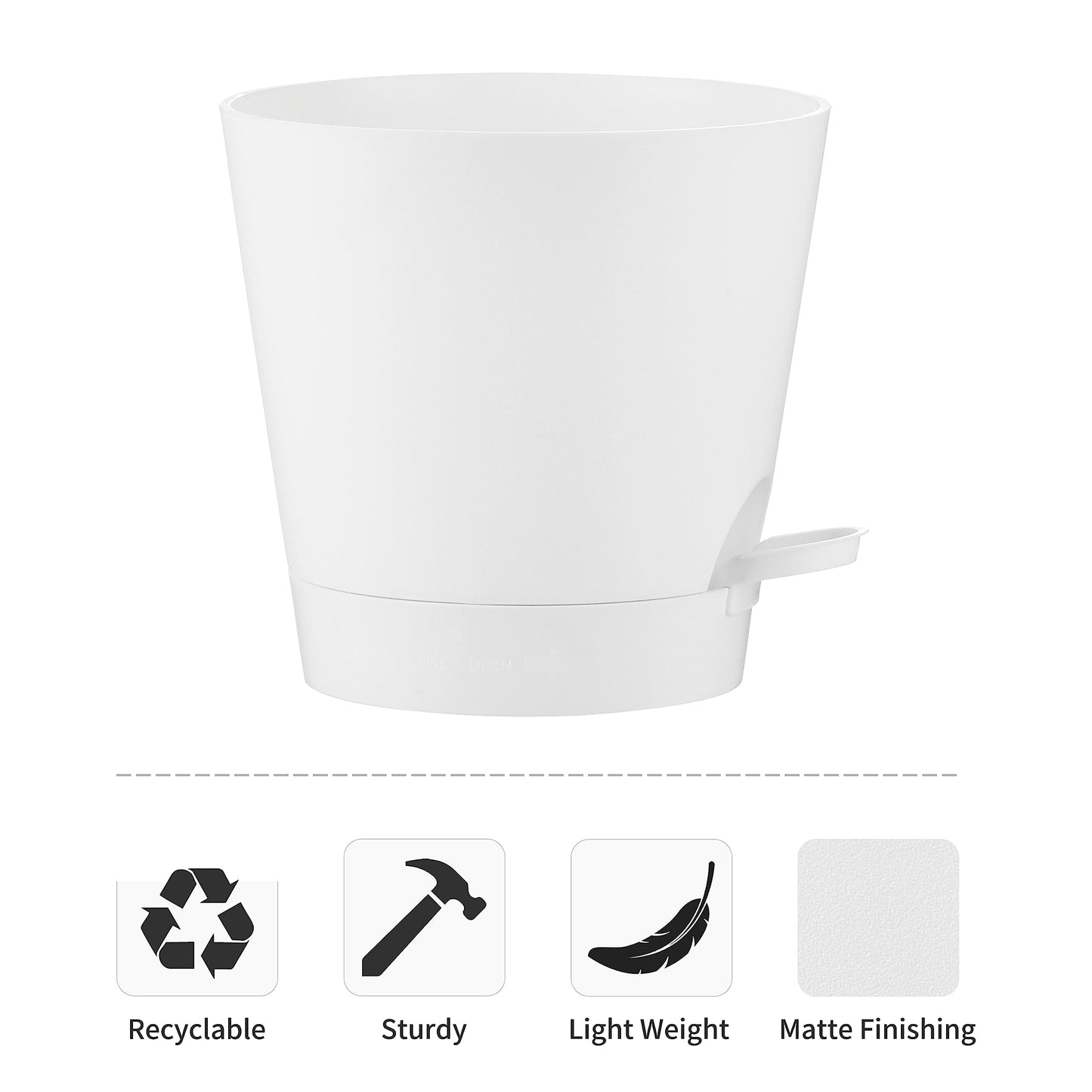 FaithLand 2-Pack 9 Inch Planter Pots for Indoor Outdoor Plants, Self Watering Flower Pots with Deep Reservoir, White …