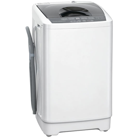 HOMCOM Portable Washing Machine, 1.3 Cu. Ft. Compact Washer with 8 Programs, 6 Water Levels, LED Display, Child Lock, Drain Pump, 9.9lb Full Automatic Washing Machine for Apartments, Dorms, RVs, White