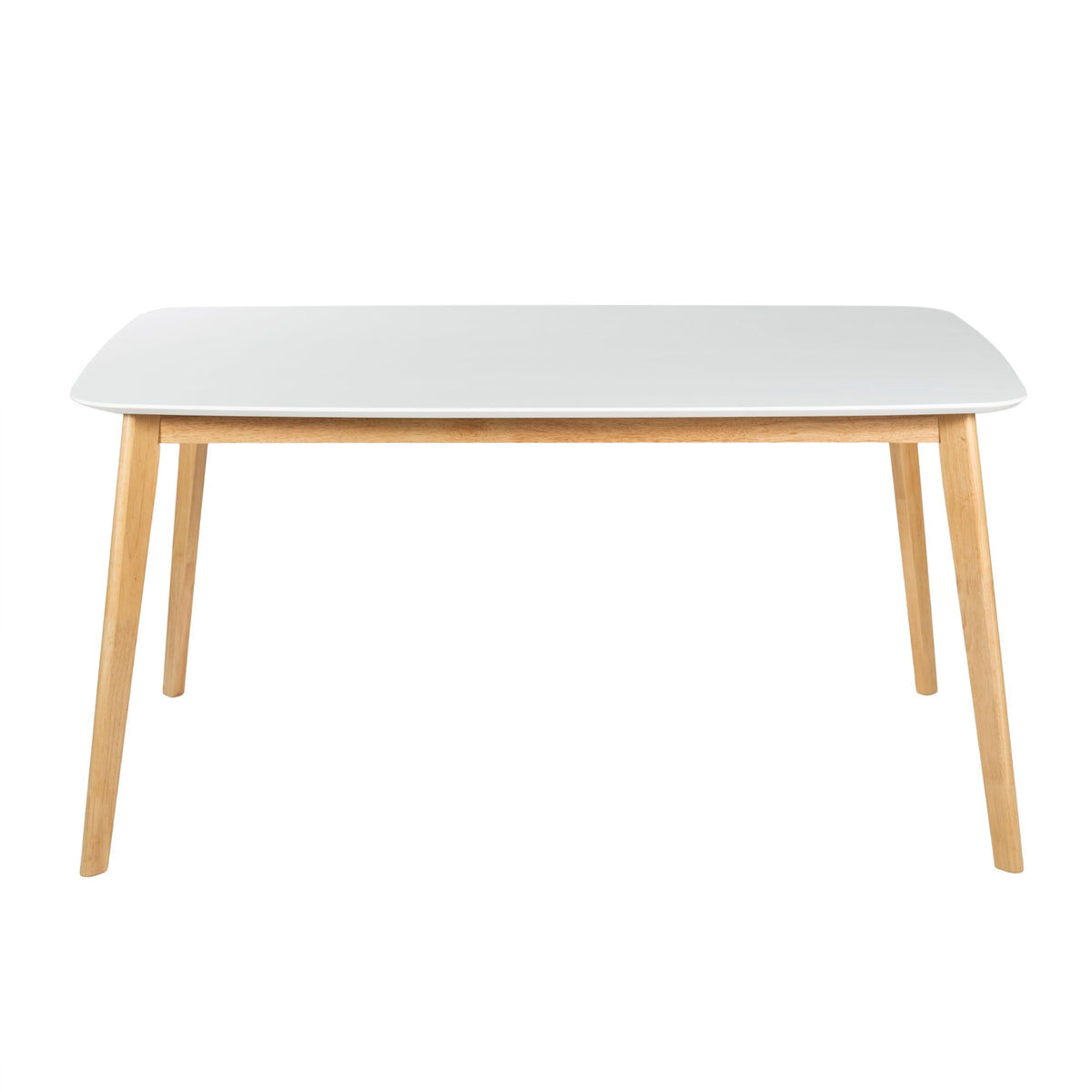 59" Dining Table, Solid Wood Kitchen Desk for Dining Room, Rectangular, Farmhouse Natural Oak with White Top, Quick Assembly
