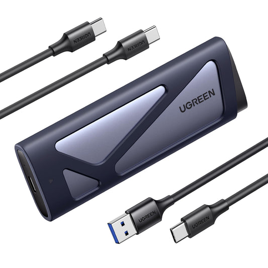 UGREEN M.2 NVMe & SATA Enclosure, USB 3.2 Gen 2 SSD Enclosure, 10Gbps NVMe External Caddy, Aluminum PCIe Adapter for M and M&B Key in 2230/2242/2260/2280 SSDs