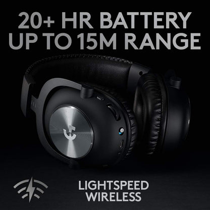 Logitech G PRO X Wireless Lightspeed Gaming Headset with Blue VO!CE Mic Filter Tech, 50 mm PRO-G Drivers, and DTS Headphone:X 2.0 Surround Sound, 20+ Hour Battery Life - Black