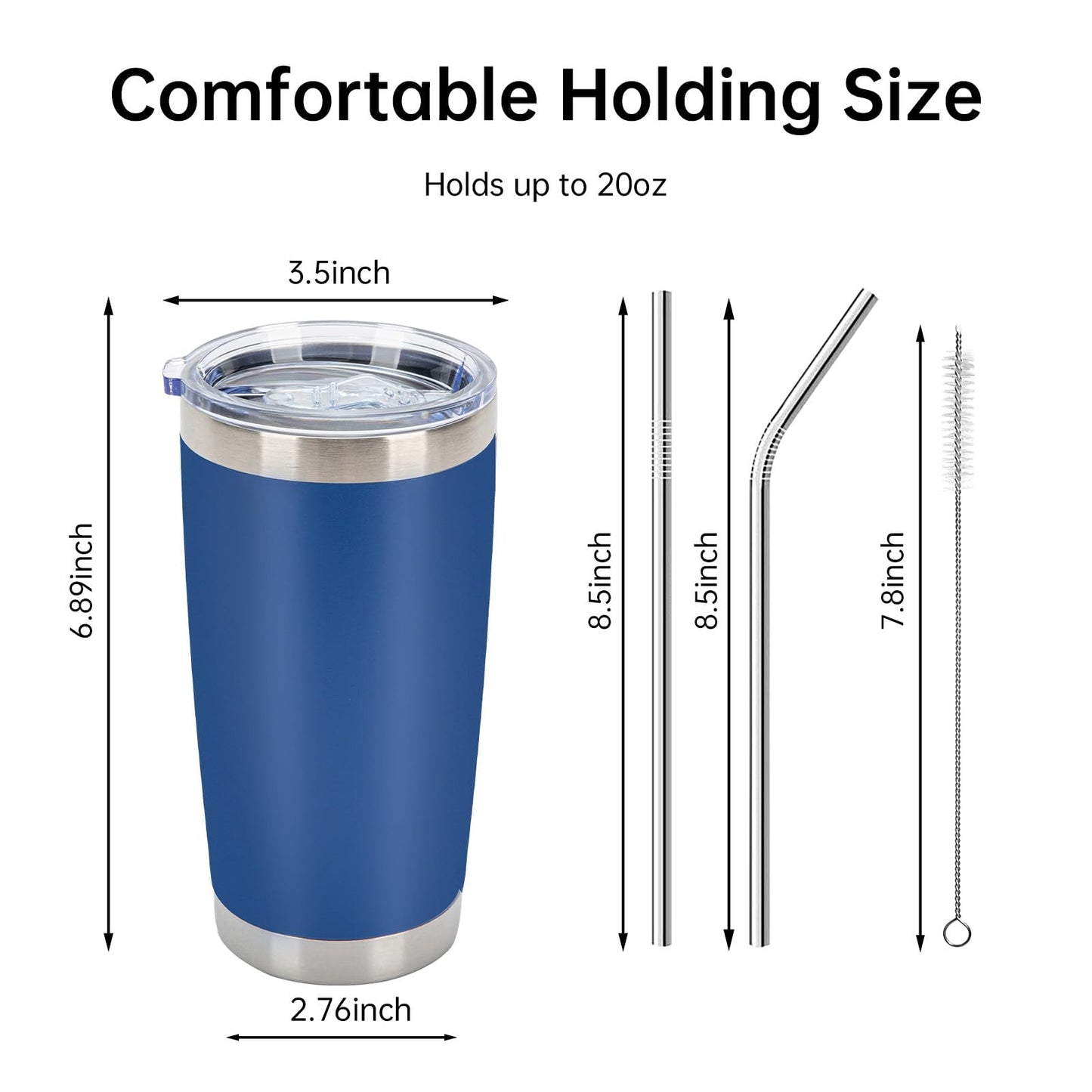IEOVIEE 32 Pack, 20oz Stainless Steel Bulk Tumblers with Lids and Straws, Double Wall Insulated Travel Coffee Mug, Durable Powder Coated Tumbler Bulk Cup for Cold and Hot Drinks(Dark Blue)