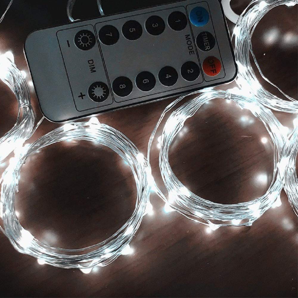 Honche Led Curtain String Lights with Remote for Bedroom Wedding Party Festive Season Propose Marriage Window Christmas Decorations(Bright White)