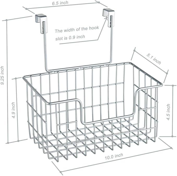 Wire Hanging Storage Basket 2 Packs, Wall Mounted Kitchen Bathroom Storage