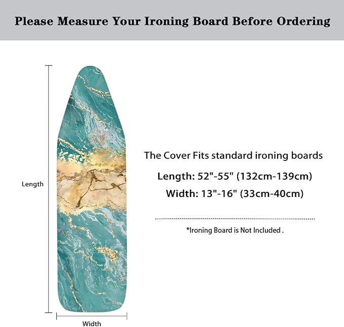 GLENLCWE Teal Marble Ironing Board Cover Modern Iron Board Cover Ironing