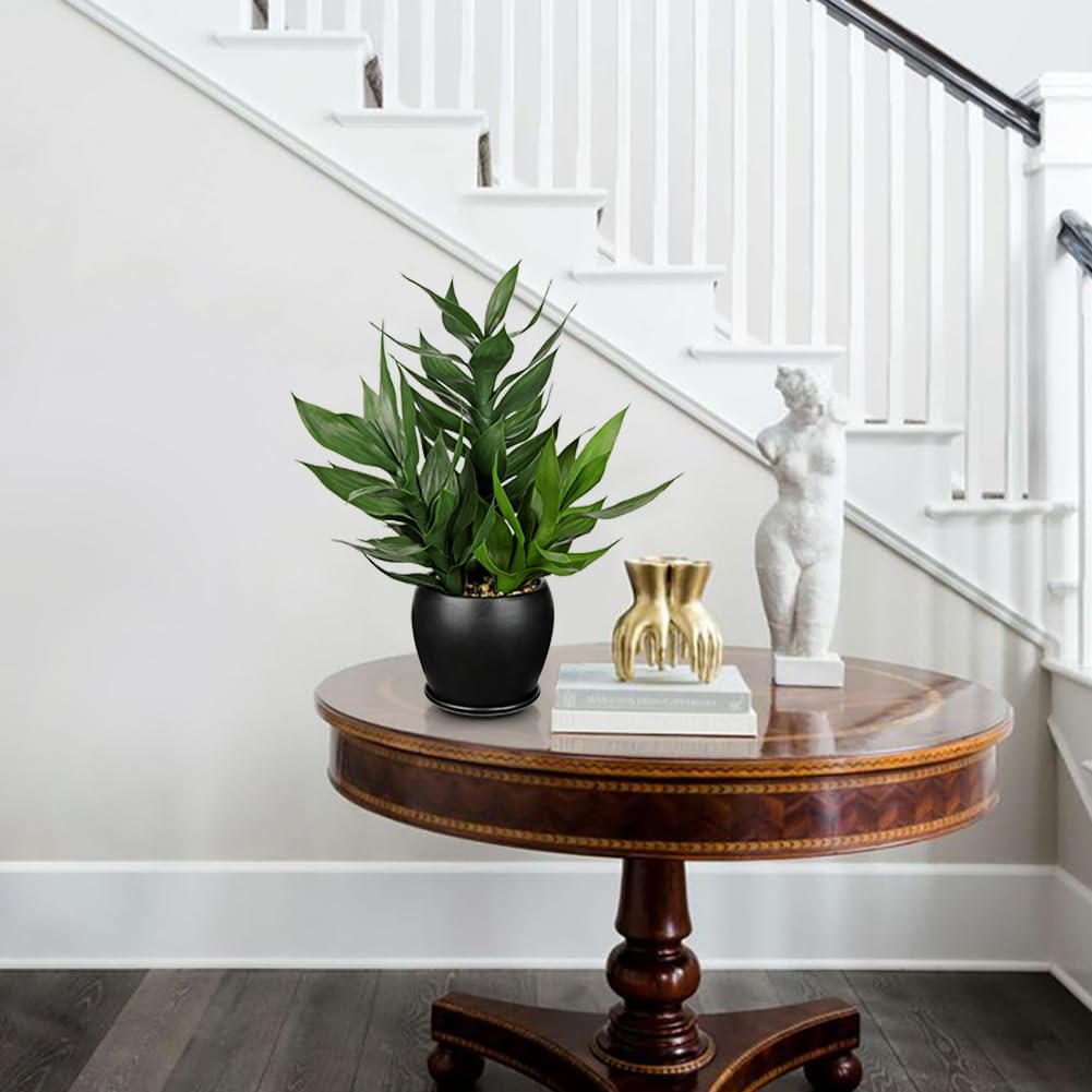 17.7" Tall Artificial Bamboo Plants Indoor Fake Plant in Black Ceramic Pot, Faux Potted Plant Silk Plants for Home Decor Indoor, Desk, Shelf, Tabletop, Office, Living Room, Entryway, Bathroom Decor