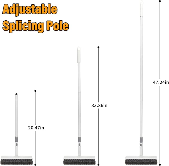 Floor Scrub Brush with Long Handle, Double-Sided V-Shaped Deck Brush, Grout