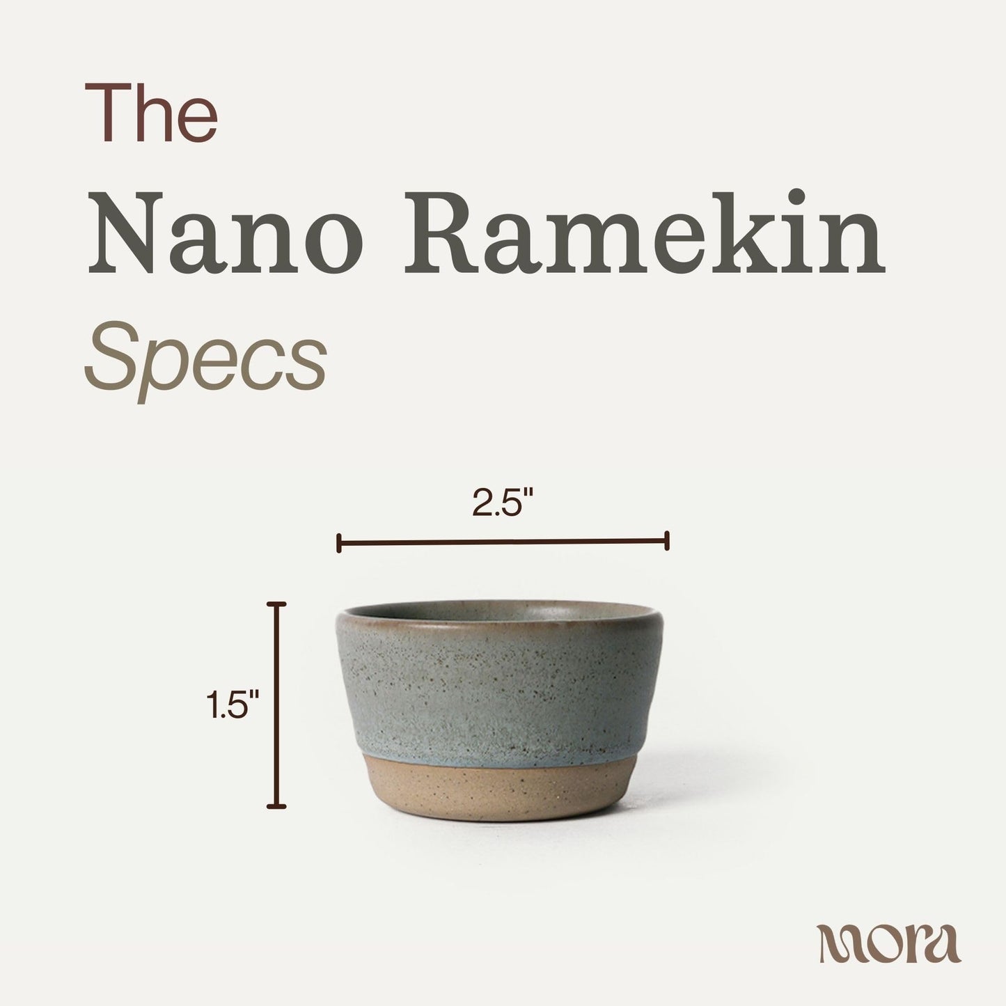 Mora Nano Ramekins Set of 4, 2oz Ceramic Pottery Sauce Cups - Microwave, Oven and Dishwasher Safe - Peppercorn