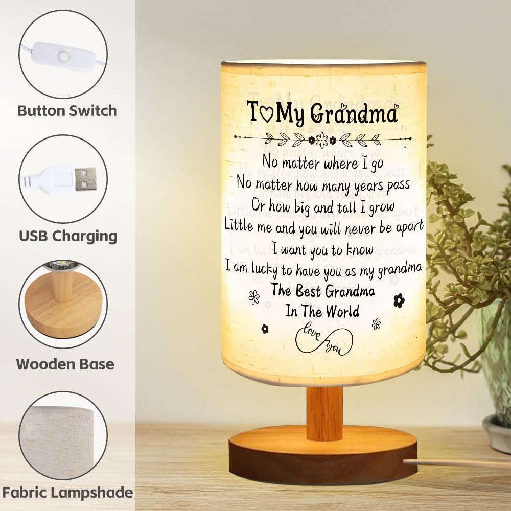 ZuEiiDop Grandma Gifts Best Grandma Table Lamp Mothers Day Birthday Gifts for Grandmas Granny Nana Mimi Gigi Grandmother Gift from Granddaughter Grandson Grandparent Day Gift for Grandmas Bedside Lamp