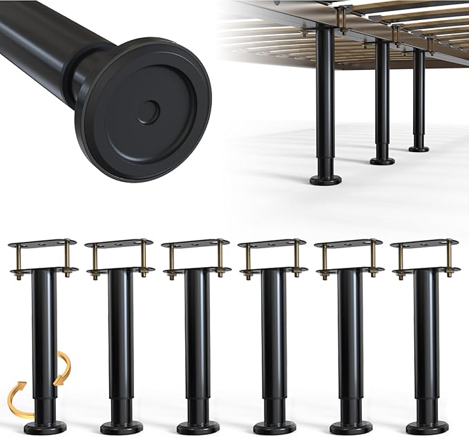 Under Bed Metal Support Legs, Adjustable Height Bed Frame Support Leg, Bed Slat
