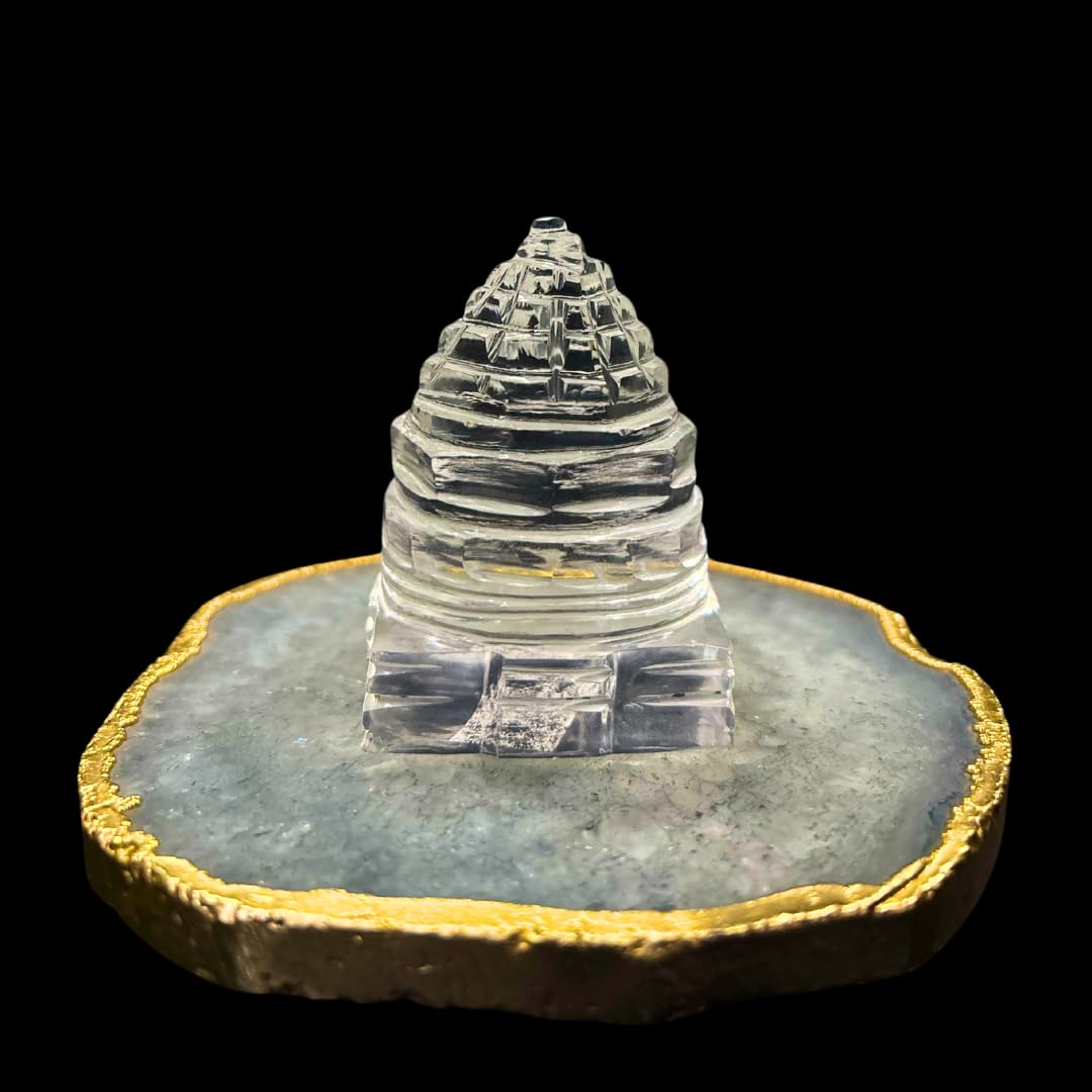 Sphatik Shree Yantra – Crystal Manifestation of Goddess Lakshmi's Blessings for Home Pooja & Prosperity (Small)