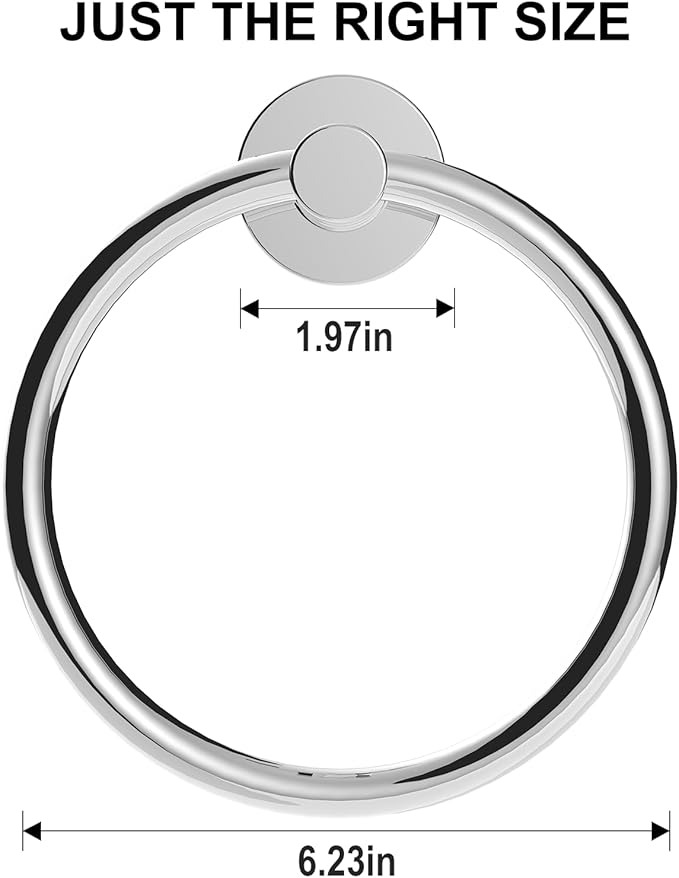 SetSail Towel Holder for Bathroom Wall Screw-in 3 Packs Towel Ring Stainless
