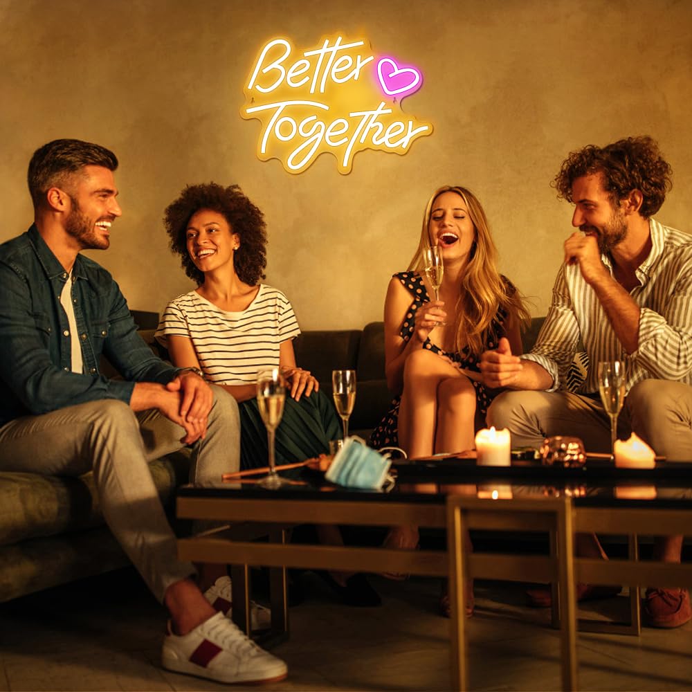 Better Together Neon Signs, Arrinew LED Neon Light Sign USB Powered for Home Wall Decor, Warm White Art Decorative Neon Lights for Holiday Party,Birthday Party,Wedding,Christmas