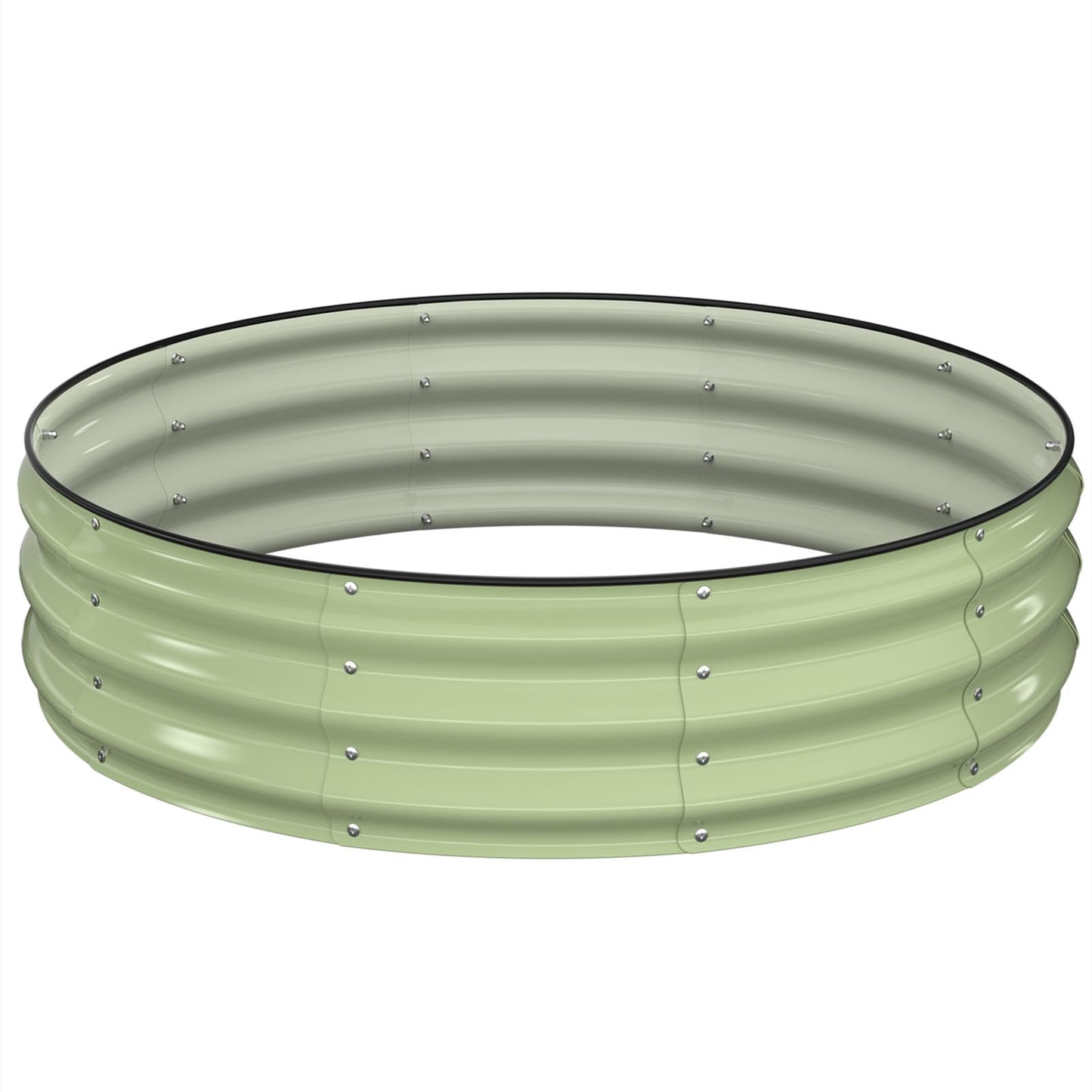 Winpull Raised Garden Bed Kit, 4x4x1 ft Round Galvanized Planter Box Outdoor with Safety Edging, Large Metal Raised Beds for Gardening Vegetables Flower Fruits (Avocado Green)