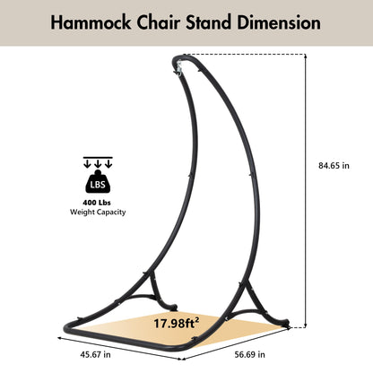 ANOW Heavy Duty Hammock Chair Swing Stand Only, Hanging Chair Stand for Outside, Max 400 Lbs, Black