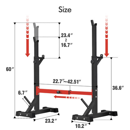 BangTong&Li Squat Rack Stand,Barbell Rack,Bench Press Rack Stand Home Gym Adjustable Weight Rack 550Lbs (Red)