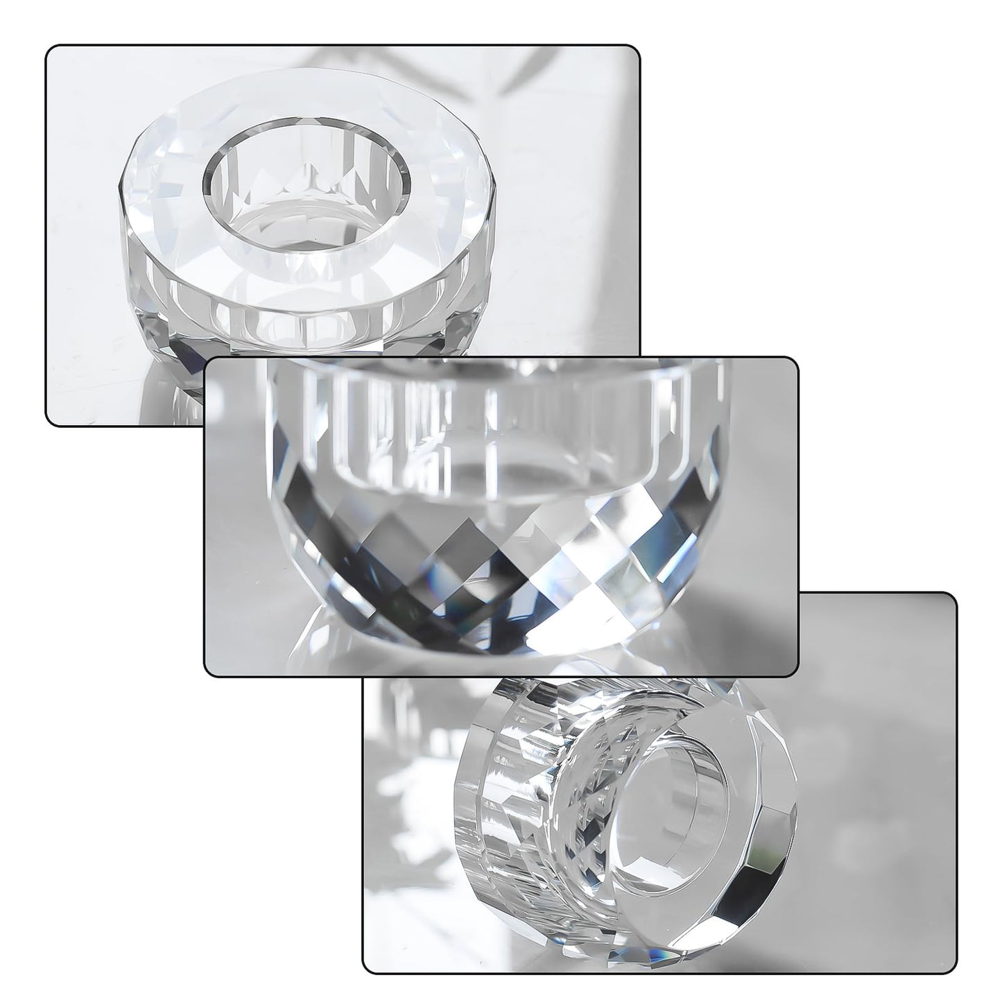 Crystal Candle Holders Set of 2, Tea Wax Ultra Elegant & Modern Centerpiece Home Décor,Wedding