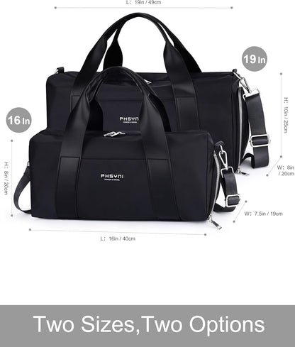 Sports Small Gym Bag for Women & Girls and Kids, Cute Mini Duffle Bag with Wet Pocket & Shoes Compartment, Personal Item Travel Workout Bag, 16"-Small, Black