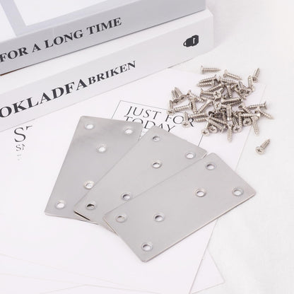 40 PCS 4 X 2 inch Heavy Duty Stainless Steel Flat Brackets, Flat Brackets Mending Plates with Screws, Perfect for Repairs and Reinforcements of Cabinets, Wood, and More, by GENHAKON