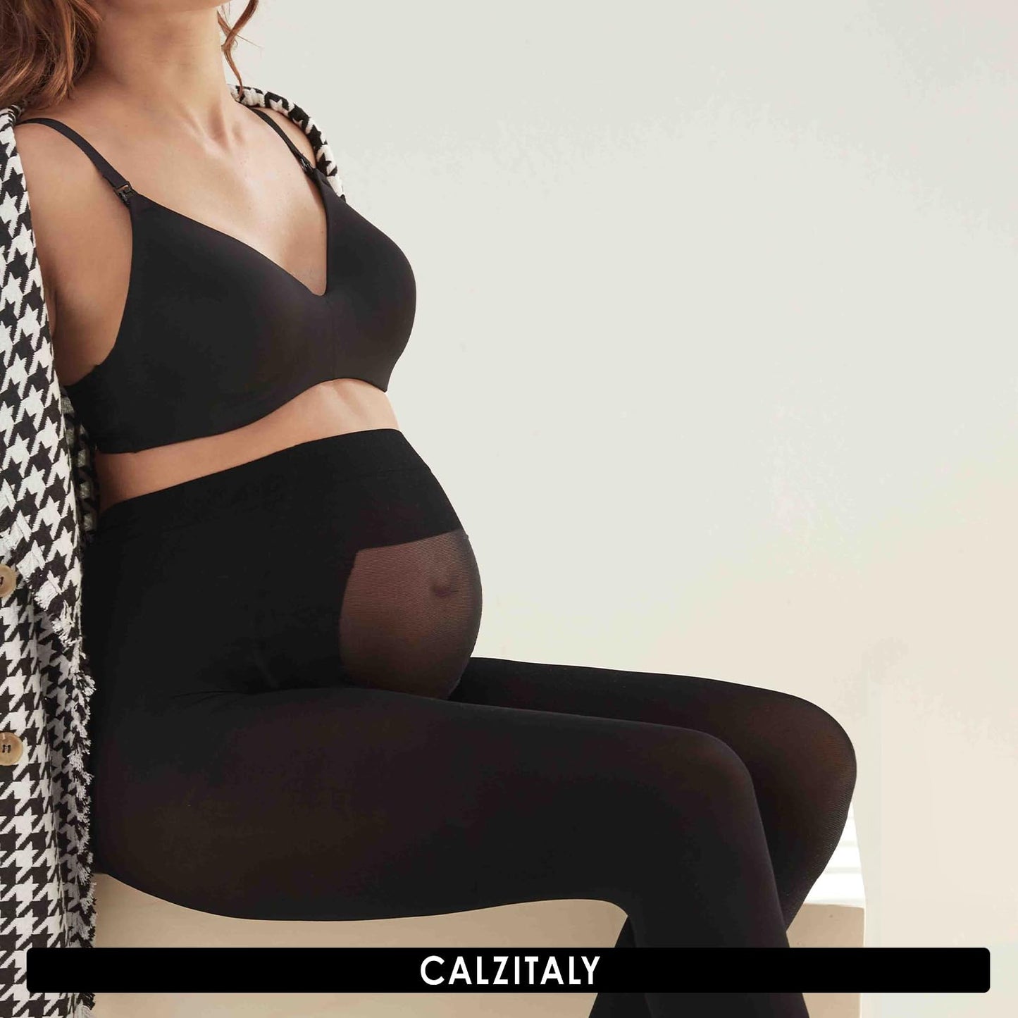 CALZITALY Opaque Maternity Tights, Micoriber Pregnancy Pantyhose | S, M, L, XL, XXL, 3XL, 4XL | 100 DEN | Made in Italy (M, Black)