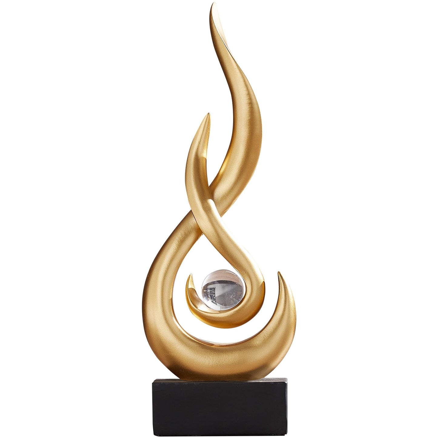 AWNR Abstract Gold Sculpture Decor: Flame Statue with Glass Ball Resin Art Figurines Unique Centerpiece Table Decorations Modern Home Decor Living Room TV Stand Coffee Table Office Decor