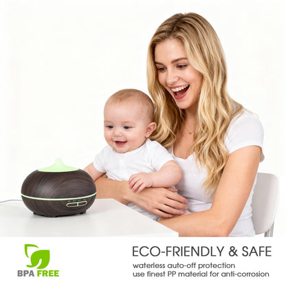 550ml Large Capacity Essential Oil Diffuser with 6 Essential Oil Set, Aromatherapy Ultrasonic Air Humidifier with Timer Setting, 7 Color LED Night Light and Waterless Auto-Off Functions for Home, Spa