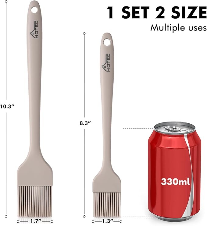 HOTEC Basting Brushes Silicone Heat Resistant Pastry Brushes Spread Oil Butter