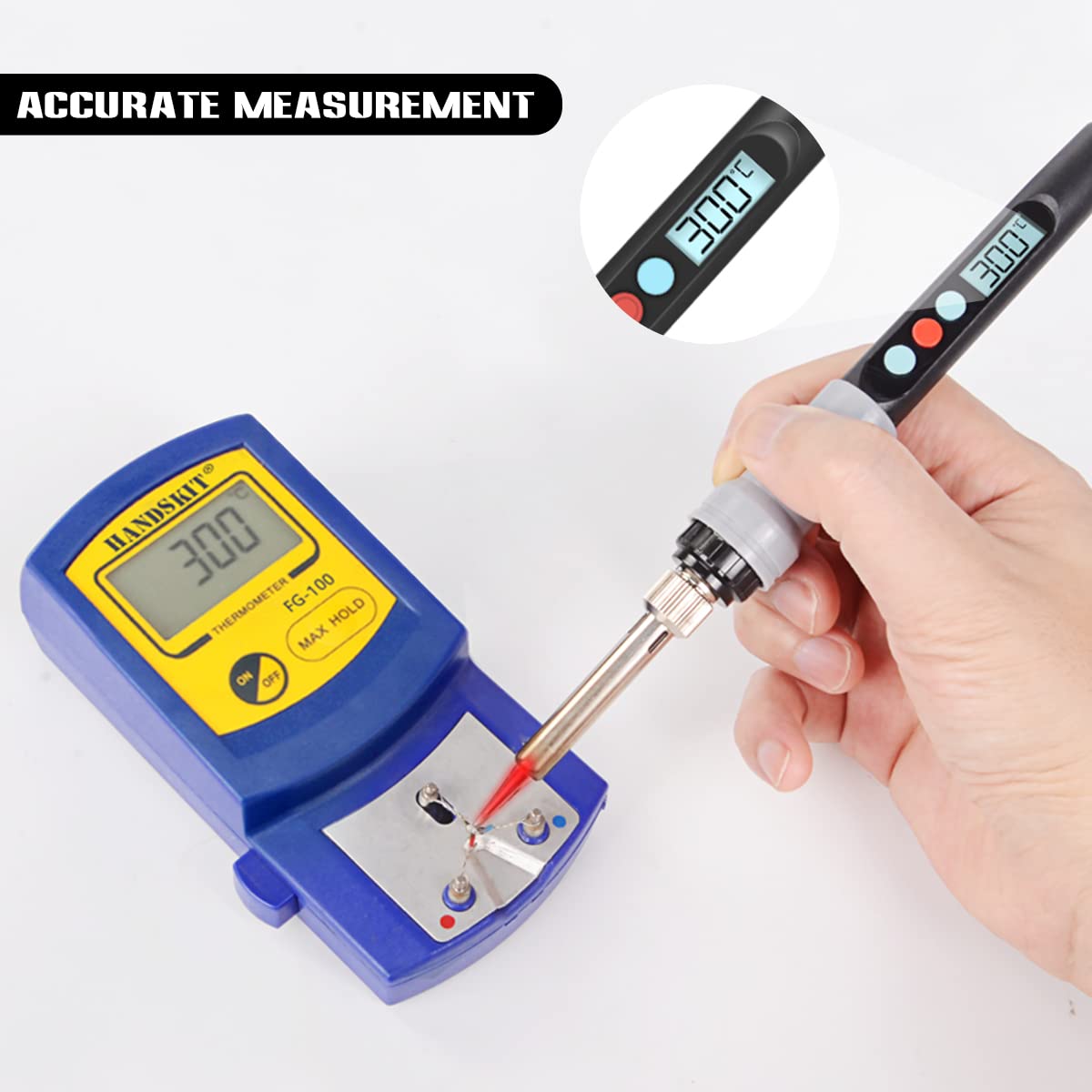 Soldering Iron Kit, 90W Adjustable Temperature Soldering-Iron Gun Kit Welding Tool with 5 Soldering Tips, Desoldering Pump, Tin Wire Tube, Stand, Tweezers