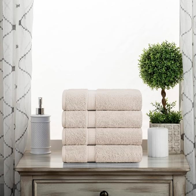 SUPERIOR Egyptian Cotton Pile Hand Towel Set of 4, Ultra Soft Luxury Towels