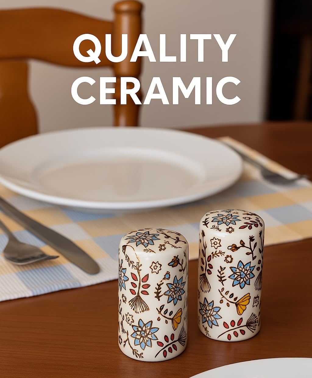 Country Floral Salt and Pepper Shakers, Unique Flower S&P Shaker Set