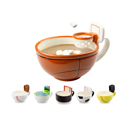 MAX'IS Creations The Mug with a Hoop Basketball Mugs Novelty Coffee Mugs Hot Chocolate Mug Coach Sports Basketball Gifts for Boys 8-12 Accessories Stuff, Funny Christmas Gifts for Kids Family, 16oz