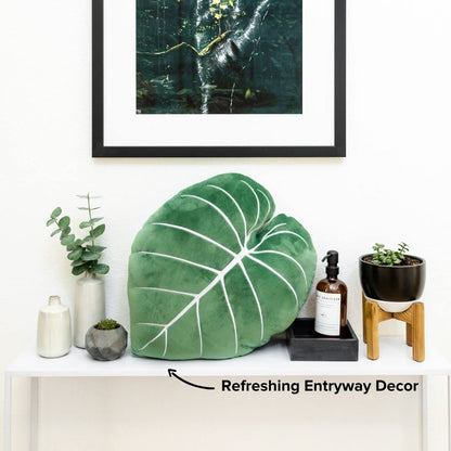 Green Philosophy Co. Monstera Leaf Pillow - Mossy Earth - Large Soft Plant-Shaped Plush Cushion for Couch, Bed, or Reading Nook - Cute & Unique Nature-Inspired Decor Super Soft & Cuddly Throw Pillow