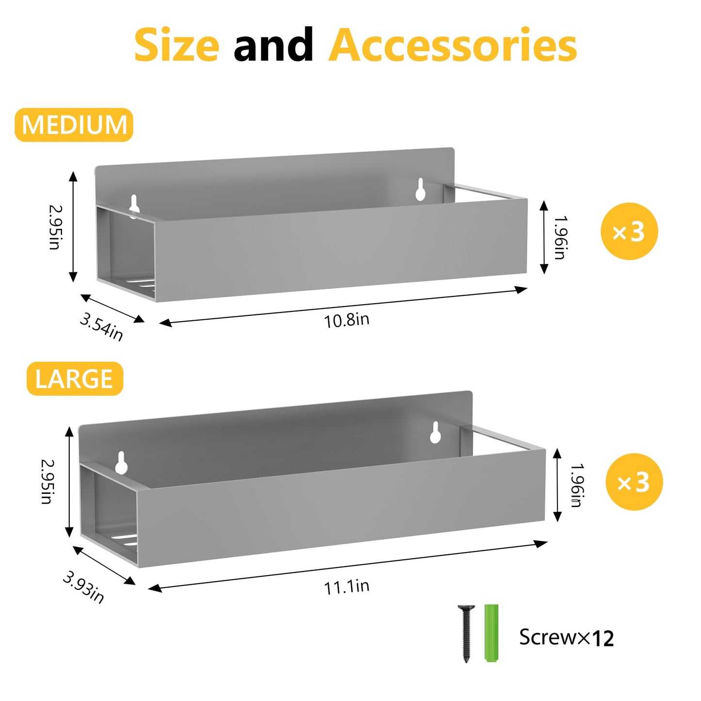 Magnetic Spice Rack Organizer for Fridge Seasoning Organizer for Kitchen storage with Screw Magnetic Shelf with Hook for Refrigerator and Oven (6pack)