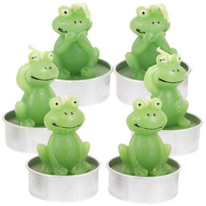 Amosfun 6pcs Frog Shaped Tabletop Candles Cute Animal Decor for Home Unique Desktop Candles for Festive Ambiance for Holidays and Special Occasions