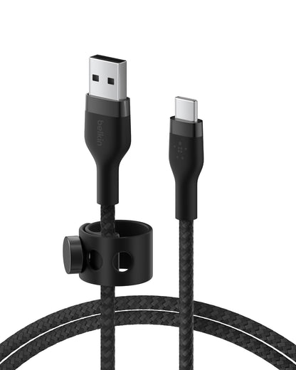 Belkin BoostCharge Pro Flex Braided USB-C to USB-A Cable (1M/3.3FT) USB-IF Certified Fast Charging Cable for iPhone 17, iPhone 17 Pro, iPad, Galaxy S25, Note, Pixel, Nintendo Switch 2 & More - Black