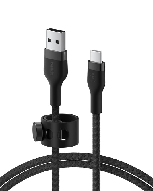 Belkin BoostCharge Pro Flex Braided USB-C to USB-A Cable (1M/3.3FT) USB-IF Certified Fast Charging Cable for iPhone 17, iPhone 17 Pro, iPad, Galaxy S25, Note, Pixel, Nintendo Switch 2 & More - Black