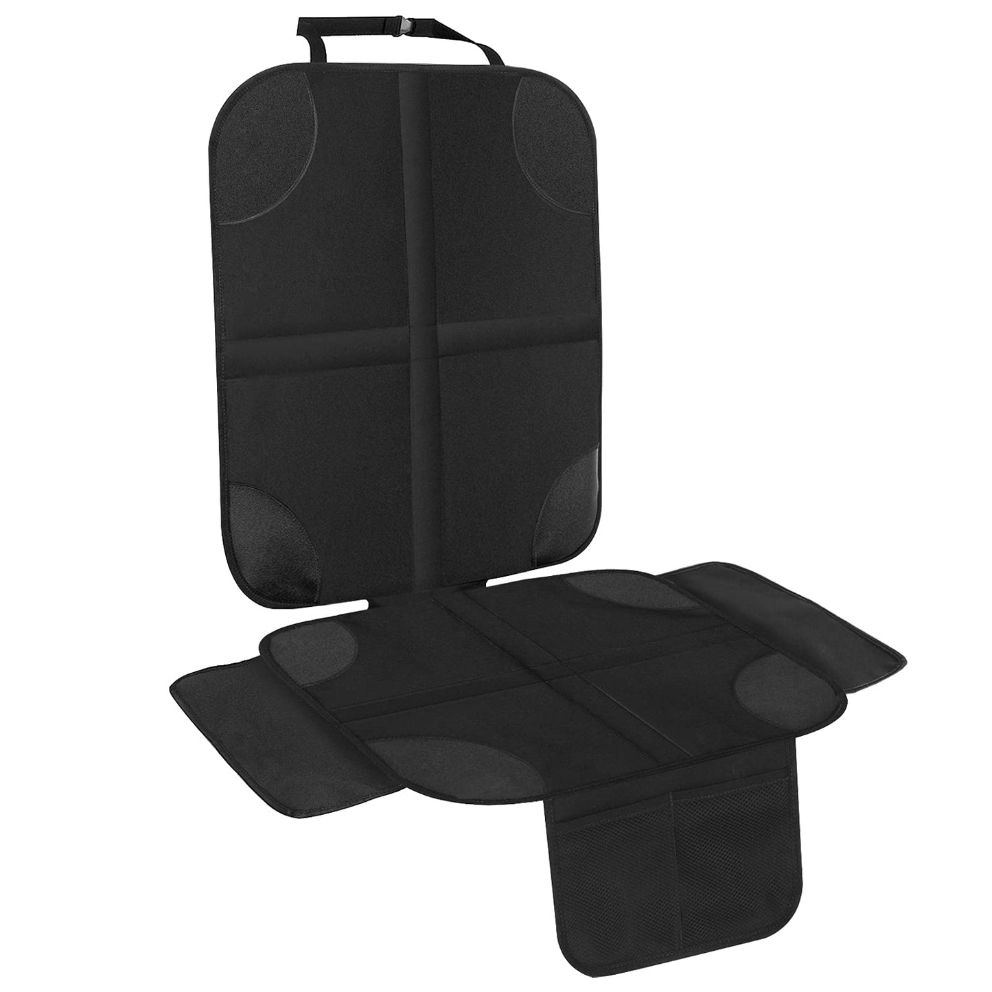 HONZUEN Baby Car Seat Protector Universal Thick Child Seat Protector with ISOFIX with Mesh Pockets Non-Slip Black Child Car Seats Covers Protectors for Kids Seat Liner 1 Pack