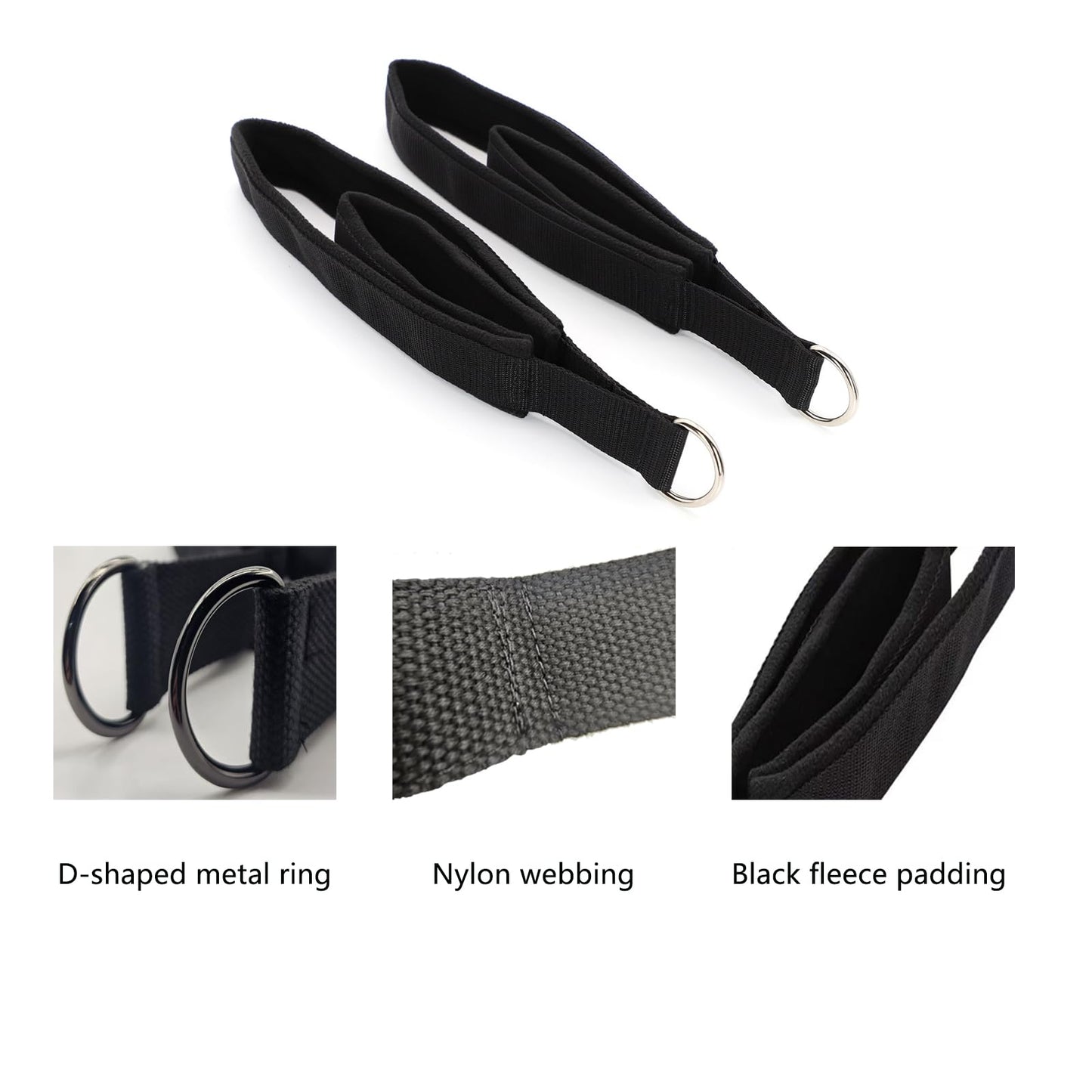 Arisenca Pilates Double Loop Straps with Extra Padding, Adjustable D Ring Reformer Straps for Home Gym, Yoga Stretching, Core Strength Training