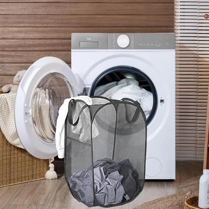 2 Pack Pop Up Laundry Hampers, Collapsible Mesh Laundry Basket, Foldable