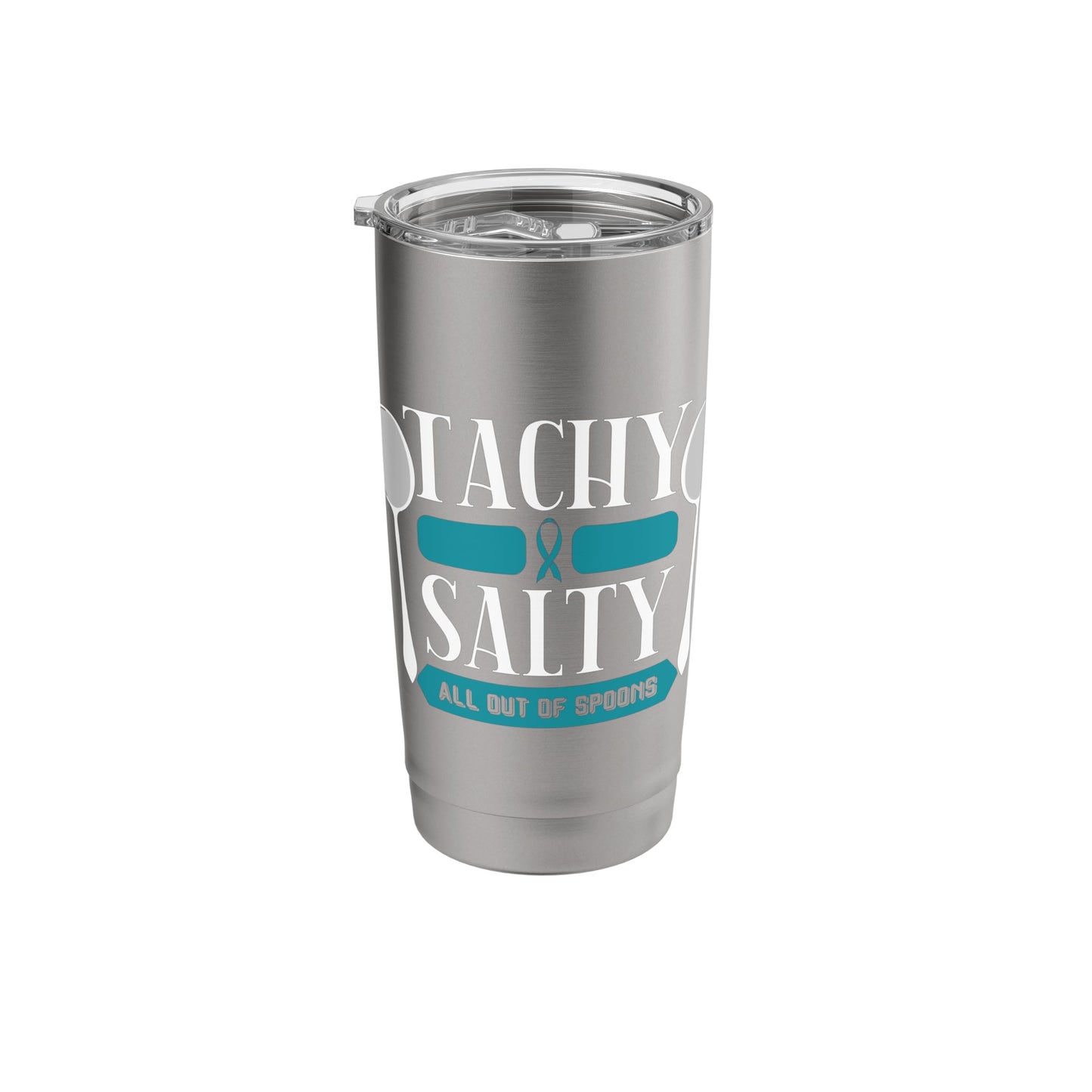 Salty Out Of Spoons POTS Salt Dysautonomia Turquoise Ribbon Stainless Steel Insulated Tumbler