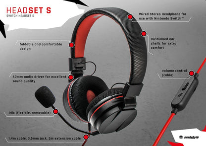 Snakebyte Head Set S - On Ear Stereo Headset PlayStation 4 Headset for Gaming Consoles with detachable Mic, Inline Control, Wired 3.5Mm Gaming Headphone for Xbox One/PlayStation 4