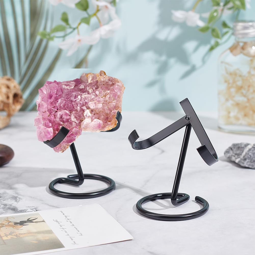 NBEADS 6 Pcs Metal Crystal Ball Holder, Black Iron Crystal Ball Ornament Rack Holder Easel Stands for Rocks Decorative Display, 2.4x3.1x3.5inch