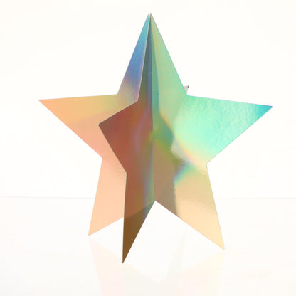 Sinload 45 Pcs 3D Glitter Iridescent Star Decorations 3 Sizes Holographic Star Standing Hanging Centerpieces for Back to School Disco Karaoke Music Wedding Mermaid Birthday Starry Movie Night Party